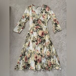 Pinkblush Satin Floral Long Sleeve Maxi Dress